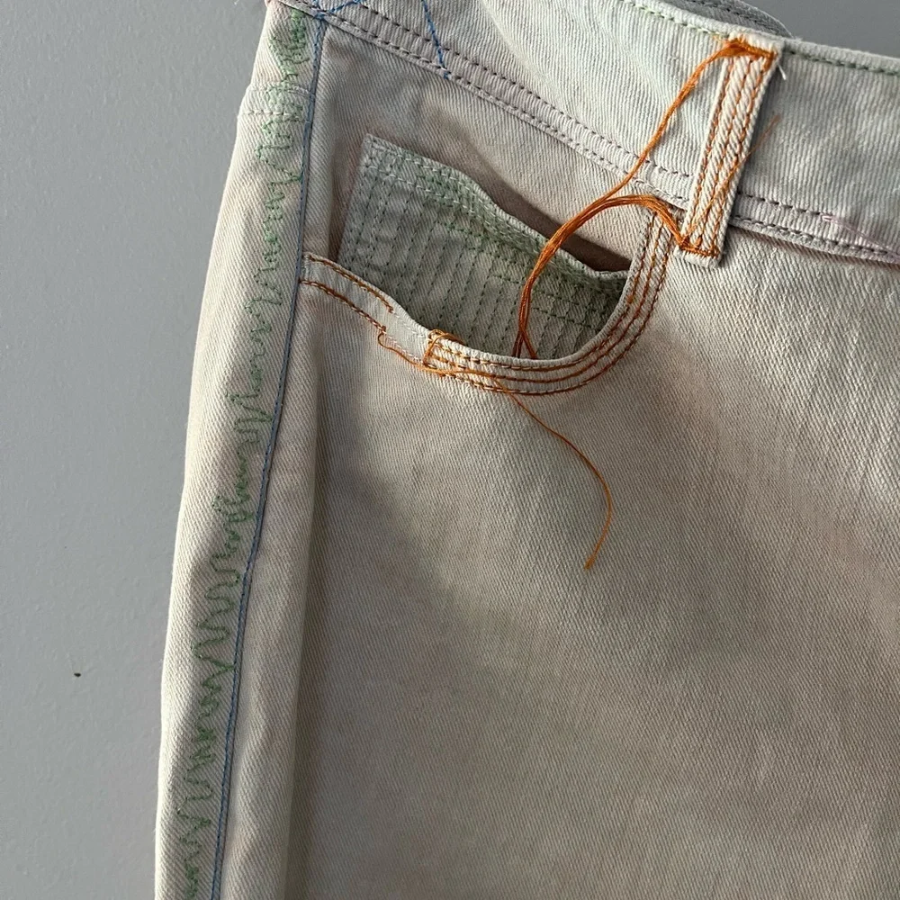 CHANEL Multicolor Embroidered Denim Jeans, Size 44 (Women) P40487V29445